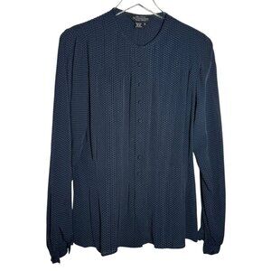 J Peterman Vintage 90's womens Navy blue silk button down Blouse Size 10